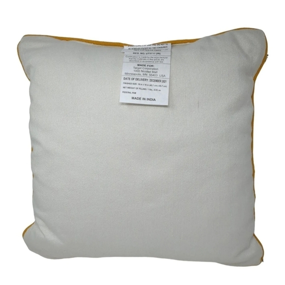 Hearth & Hand Mustard/White Plaid Square 18" Square Indoor/Outdoor Throw Pillow - Picture 3 of 6